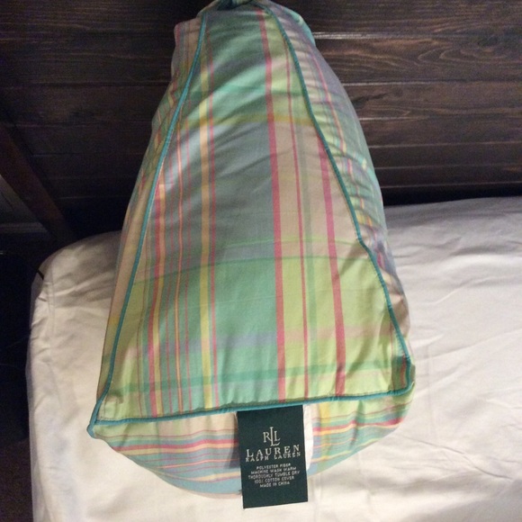 Ralph Lauren Neon Bright Plaid Wedge Pillow - Picture 3 of 7